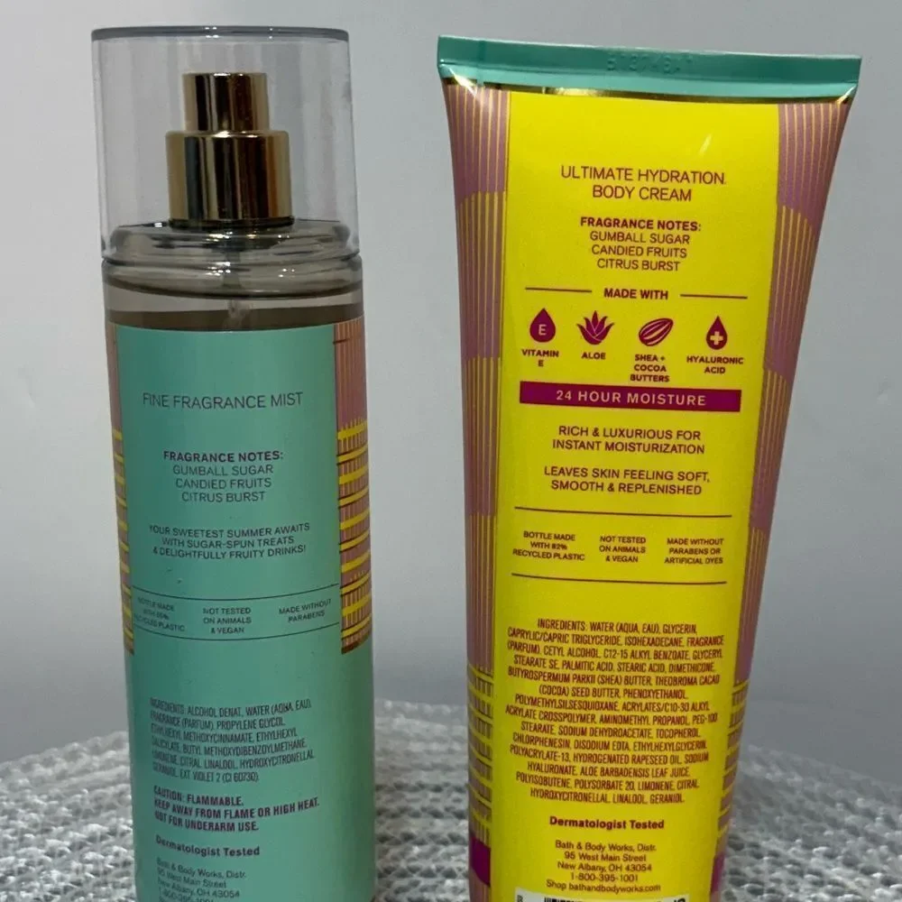 BBW Bubblegum Pop Fragrance Mist and Body Cream Set of 2 NWT